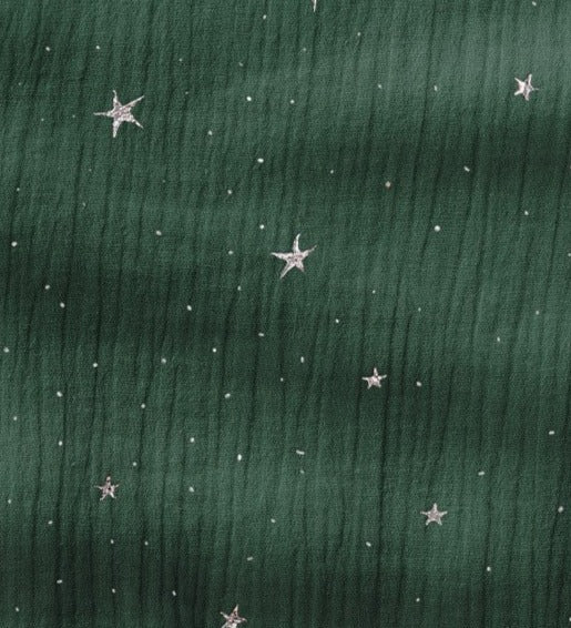 Musselin "Botanical Green Stars" - für Musselindecken